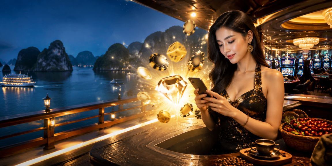 Người dùng theo dõi sự kiện thể thao trực tuyến trên điện thoại tại Hạ Long Bay